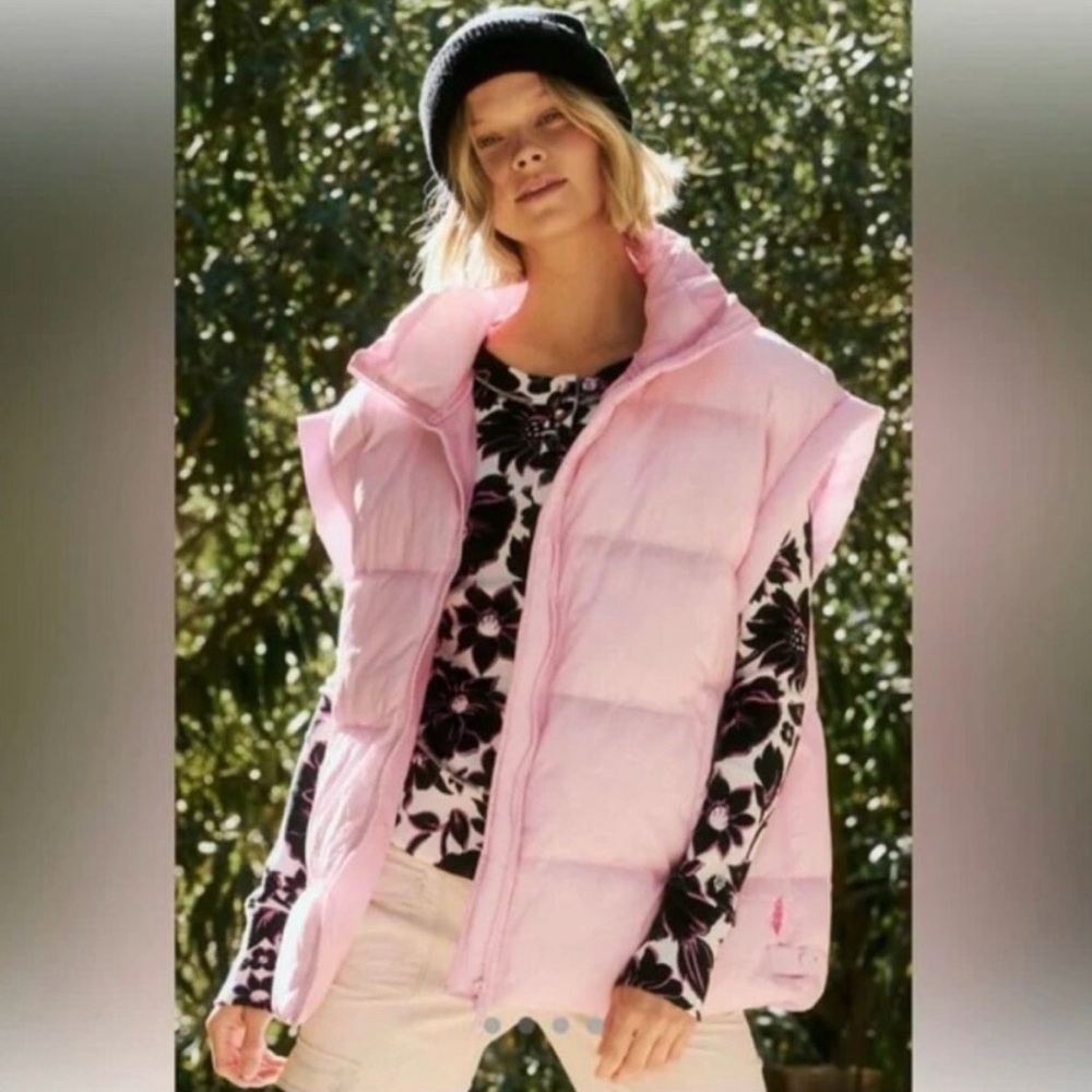 Free People "In a Bubble" Light Pink Puffer Vest FP MOVEMENT